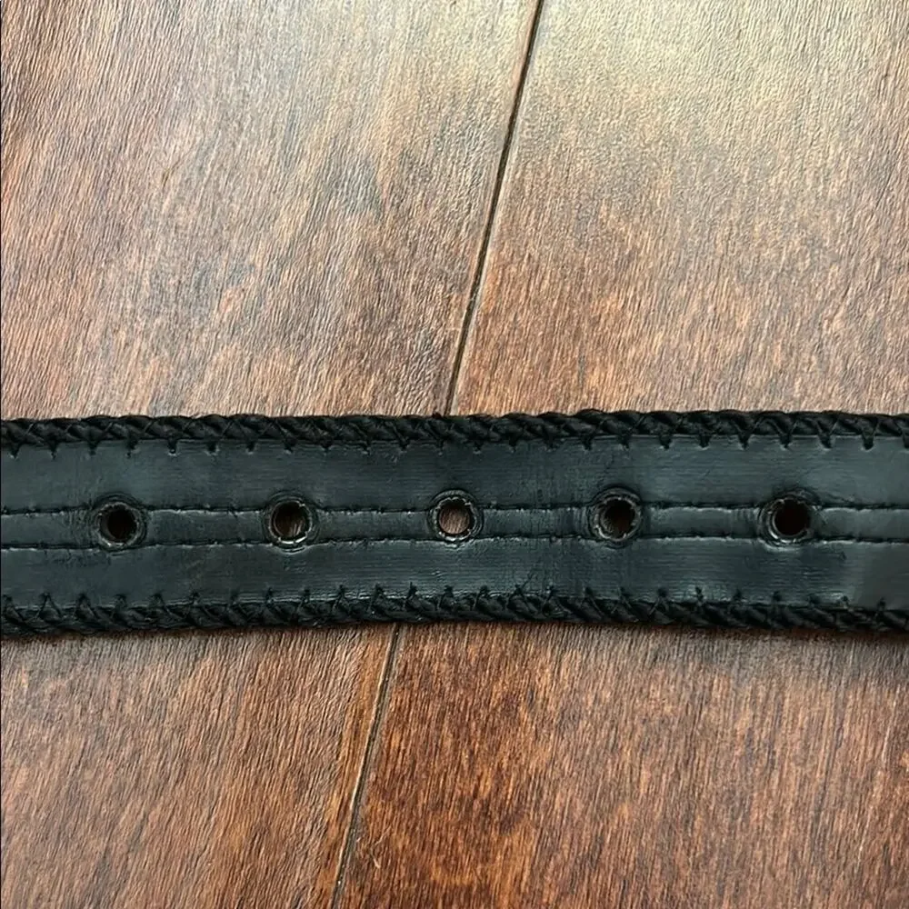 Super Vintage, Super Cool Black and Burgundy Fabric and Ribbon Belt, Size Small